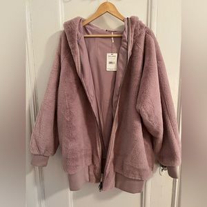 Free People Lavender Coat with hood. Oversized fit.